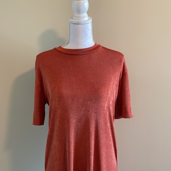 ASOS Burnt Orange Slinky Shirt Dress Size 0 NWOT - Picture 2 of 6